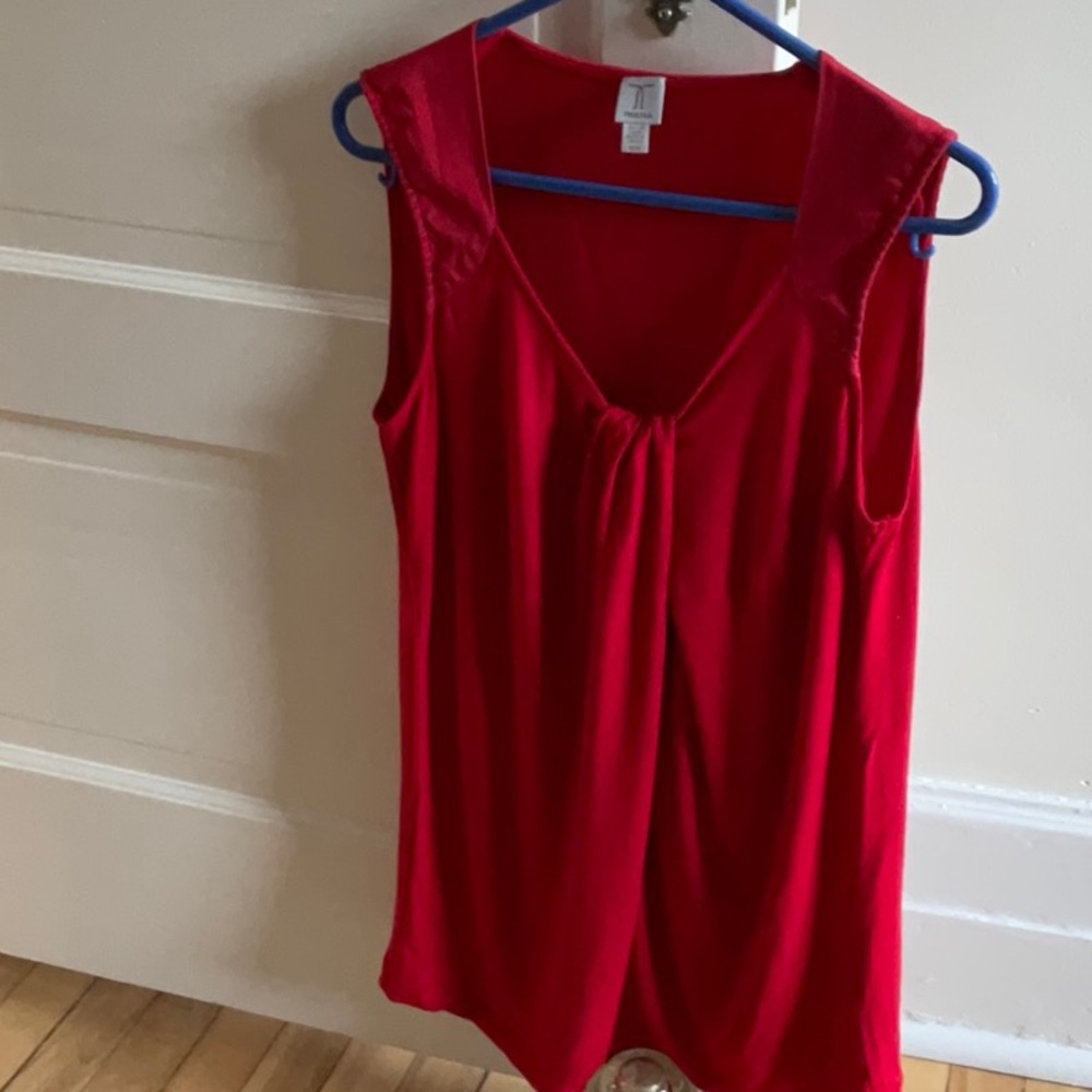 Red sleeveless top